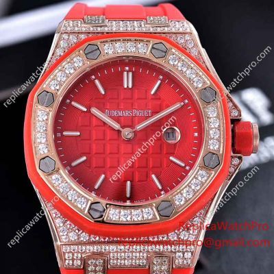 Knockoff Audemars Piguet Royal Oak Diamond Bezel Red Dial 37mm